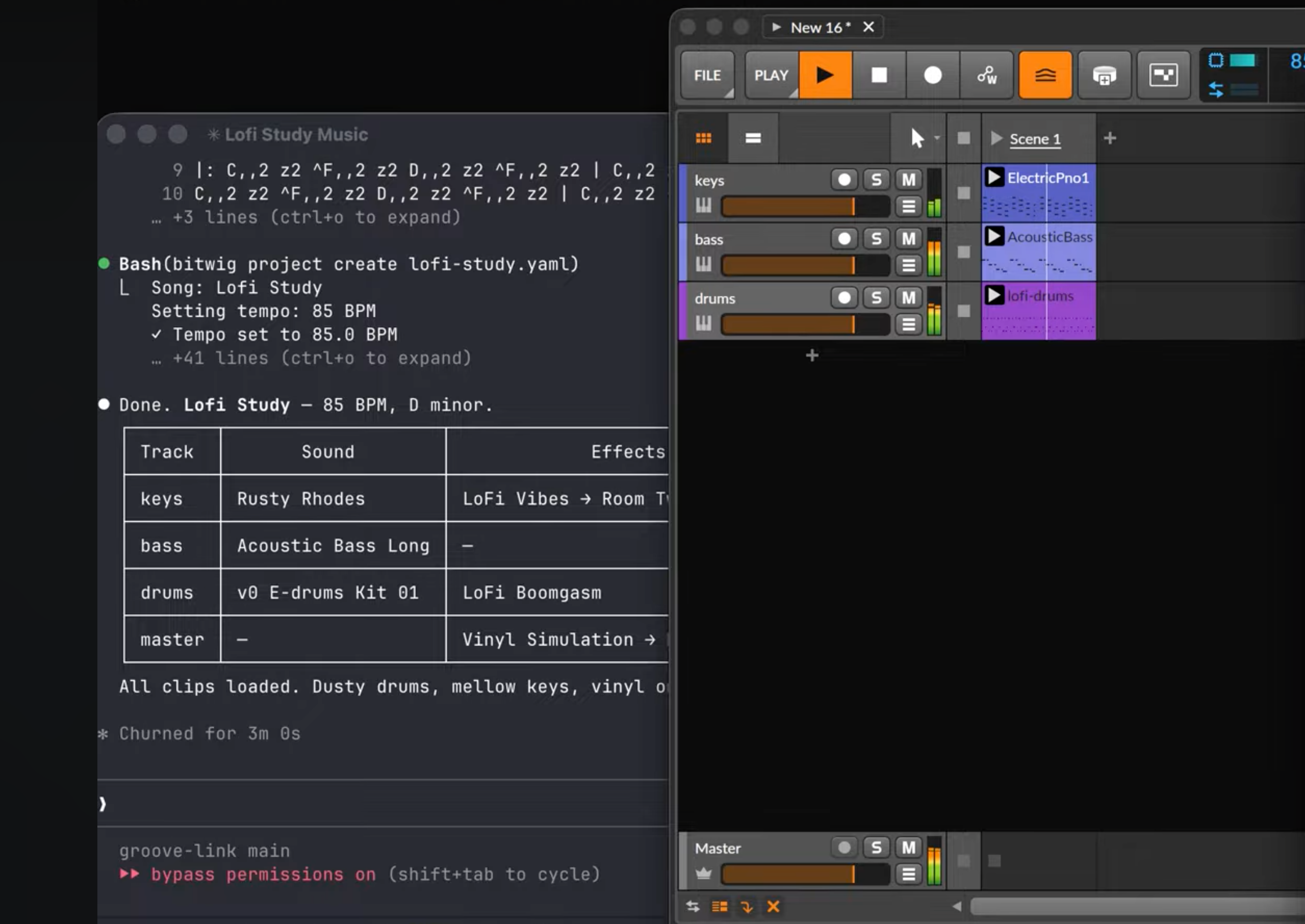 Groove Link - Claude Code controlling Bitwig Studio with YAML project creation