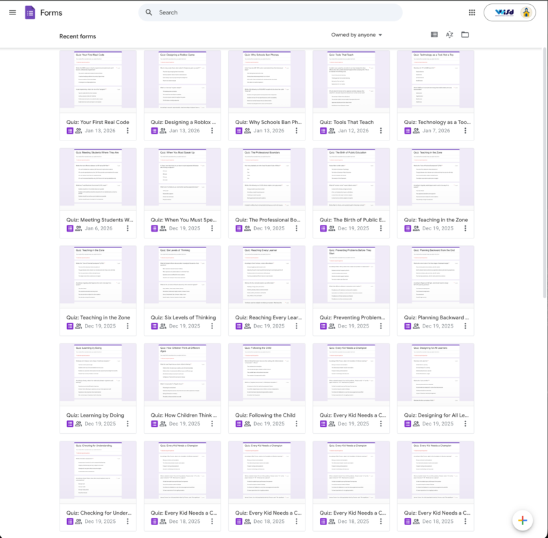 Auto-generated quizzes